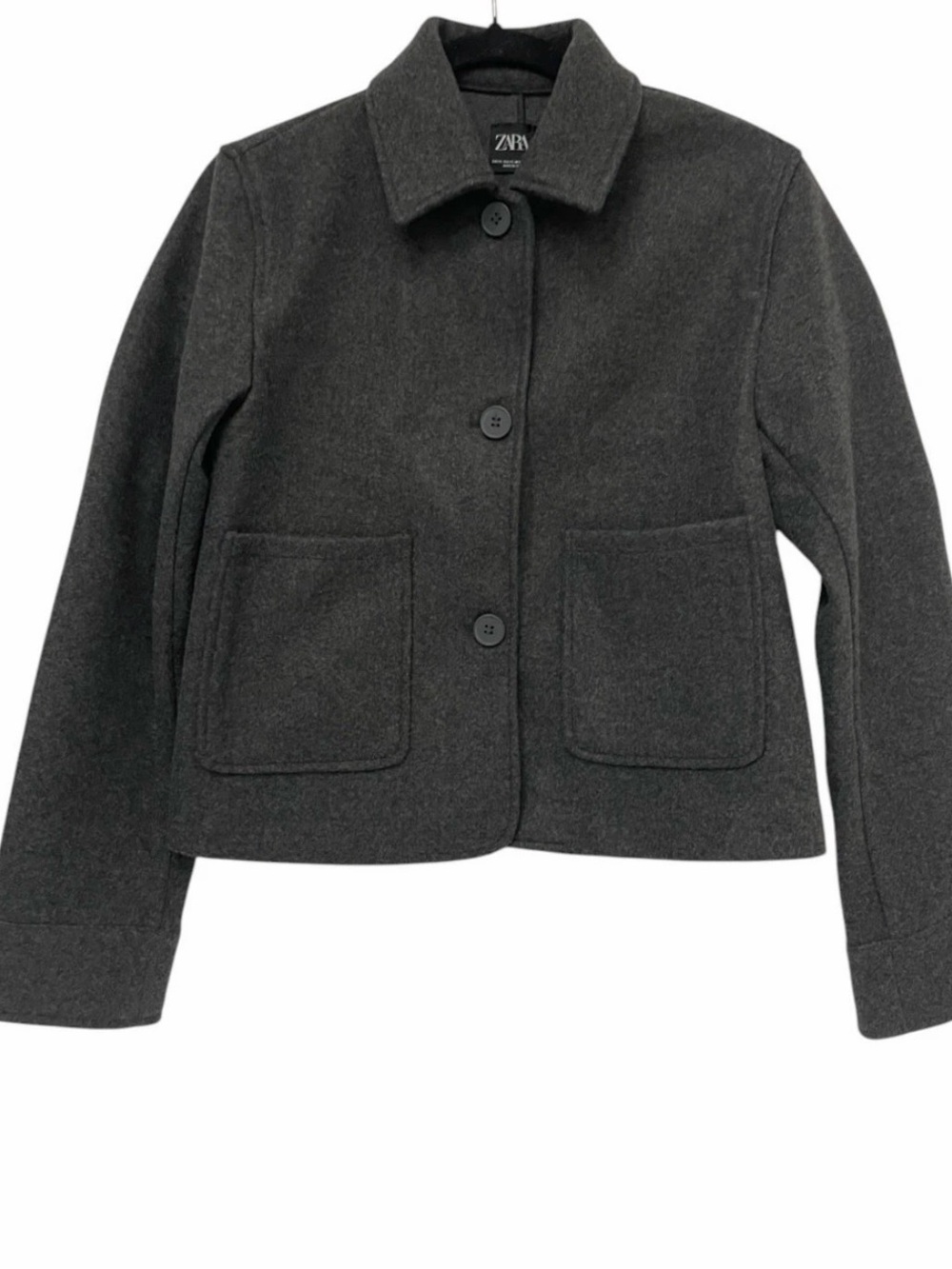 Zara Dark Gray Wool-Blend Pea Coat